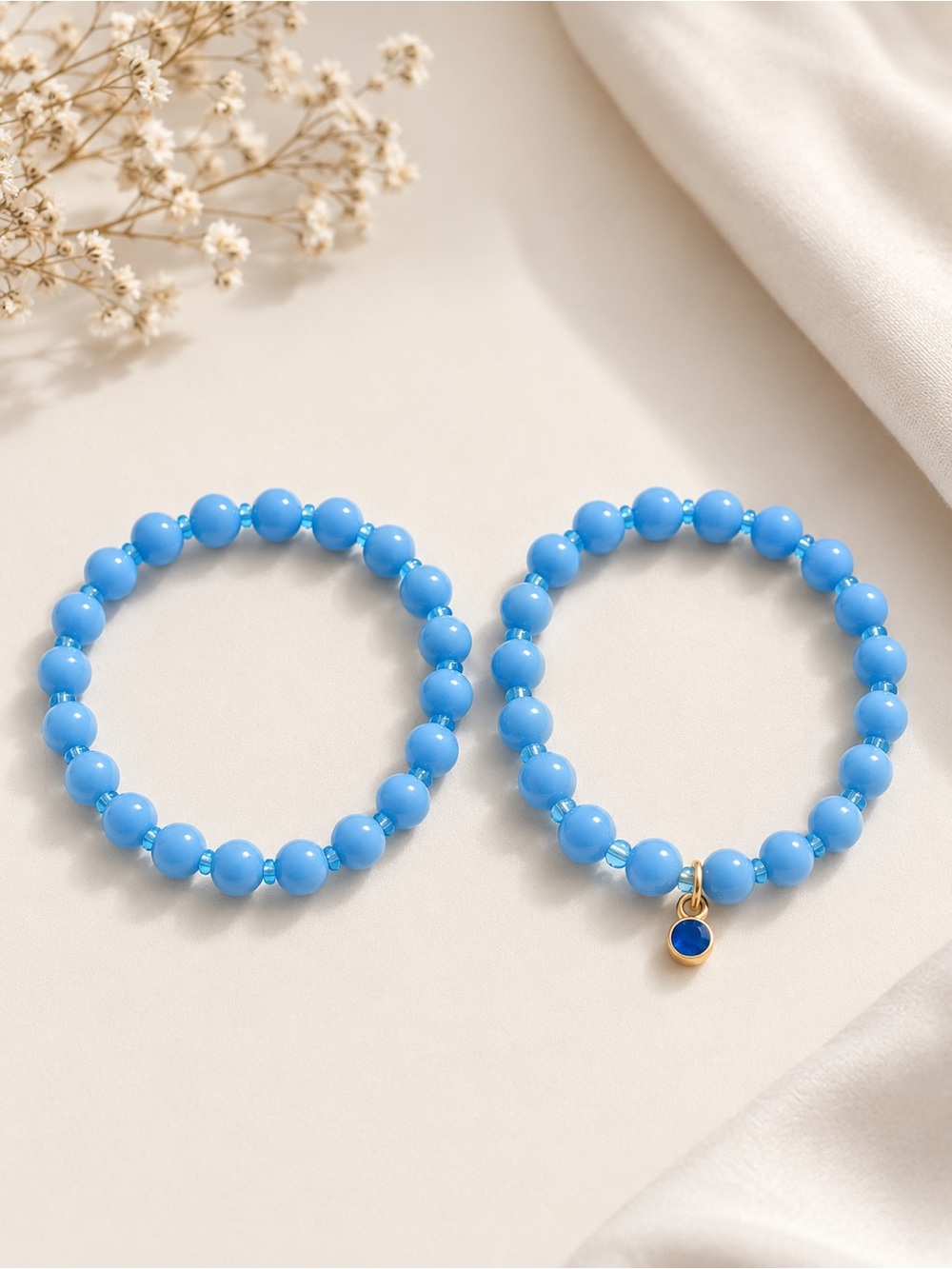 Blue Rhinestone Bracelet Set